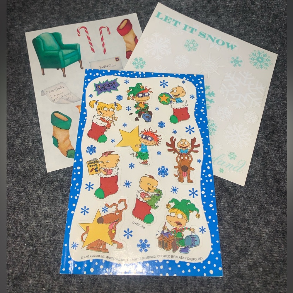 CHRISTMAS STICKER BUNDLE w/ VINTAGE RUGRATS STICKERS